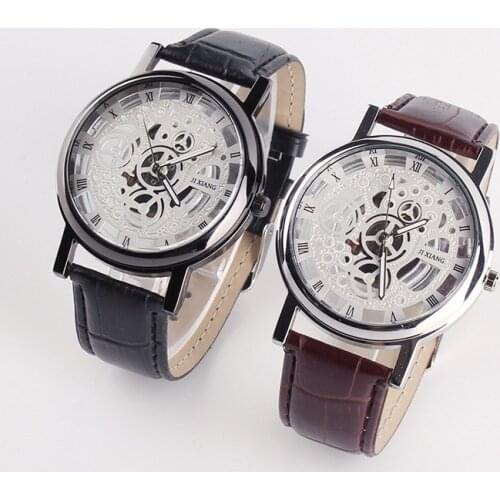 Men Quartz Watch Male Luxury Leather Fashion Hollow Out Wristwatch Relogio Masculino Reloj Hombre Mens Watches Gift