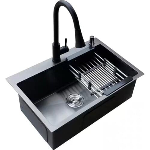 304 Stainless Steel Black Thickened Brushed Manual Sink Double Trough Package Kitchen Countertop Counter Basin Sink Double Basin