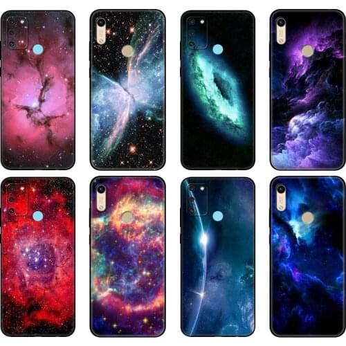 Black tpu Case For Honor 8a Prime 8s 9 10X Lite 9A 9C 9X Premium Pro 9S Case Cover colorful space for galaxy universe