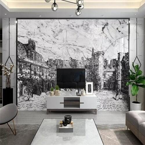 Decorative wallpaper series Marble relief european-style building background wall paper murals