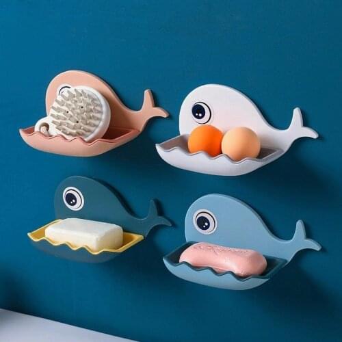 Soap Box Holder Whale Umbrella Duck Clouds Shelf Stickers Key Hanger Wall Hook Rack Storage Organizer Kitchen Bathroom Gadget