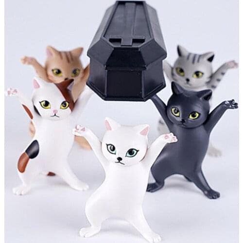 Dancing Cat Pen Holder Dolls Enchanting Cat Carry The Coffin Toys Black Cat White Cat Model Figure Toys Ornaments For Children