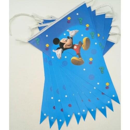 Kids Birthday Mickey Mouse Party Supplies For Kids Birthday Party decoration Flag Banners Kids Event Party Supplies
