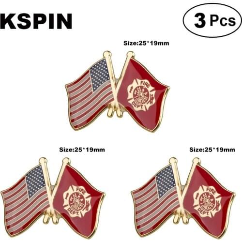 U.S.A & Fire Dept. Frendship Lapel Pin Brooches Pins Flag badge Brooch Badges