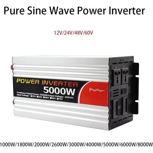 Inverter 12/24/48/60V 1000/2000/3000/4000/8000W Dc To Ac 220V Pure Sine Wave Voltage Converter Power Car Micro Inverter Solar