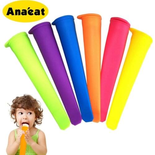 ANAEAT 4pcs food grade silicone popsicle mold DIY popsicle with lid silicone mold ice cream tool