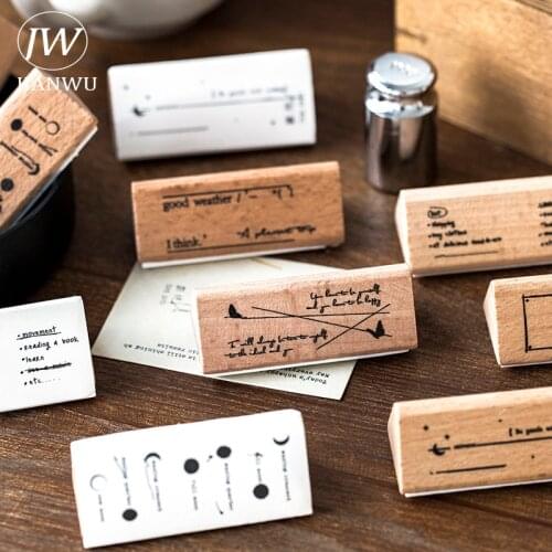 JIANWU Creativity Triangular Wooden Stamp Vintage Simple Journal Decorative Scrapbooking Material Personality Seal Stationery