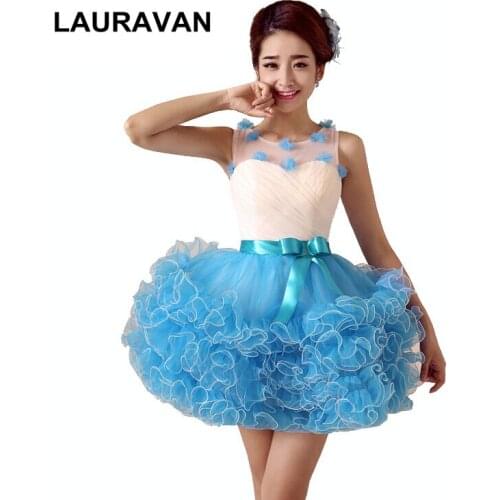 Short light blue hot pink fuchsia sweet 16 pageant homecoming dresses girls party dress robe princesse for girl teen ball gown