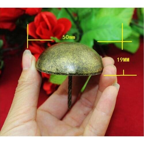 Round Decorative Iron Nails Furniture Studs Sofa Chair Pins,Table Foot Glide Nail,Tack Nail,Antique Bronze Tone,50*50mm,1PC