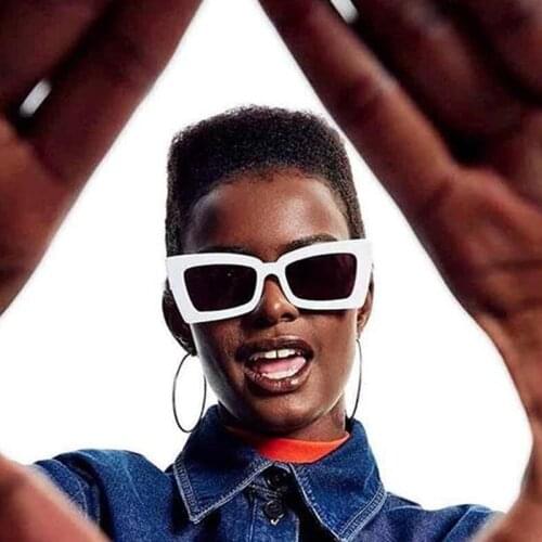 Fashion Men Women Sunglasses Square Oversized Vintage Luxury Square Sun Glasses for Women Men Festival Eyewear White