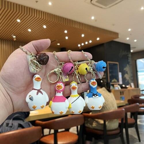 Cartoon Anime Ornaments Cute Travel Duck Keychain Resin Bag Pendant Small Gift Creative Car Key Ring Fashion Trend Jewelry