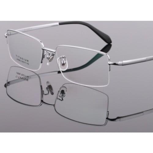 High Quality Vintage Pure Titanium Half Frame Metal Glasses Frame Myopia Mens Casual Prescription Glasses Half Frame
