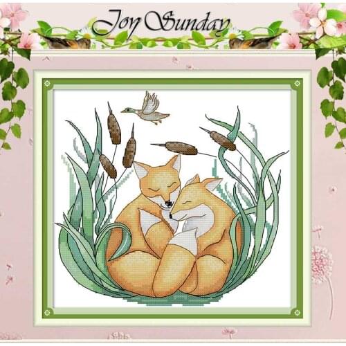 Two Foxes Painting Counted 11CT 14CT Animals Cross Stitch Sets DIY Chinese Cross-stitch Kits Embroidery Needlework Home Decor