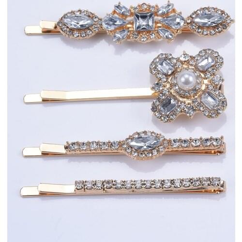 2020 New ZA Hairpins Luxury Crystal Hair Clips Women Brand Hair Jewelry Rhinestone Hairpin Female Faux Pearl Barrettes Headwear