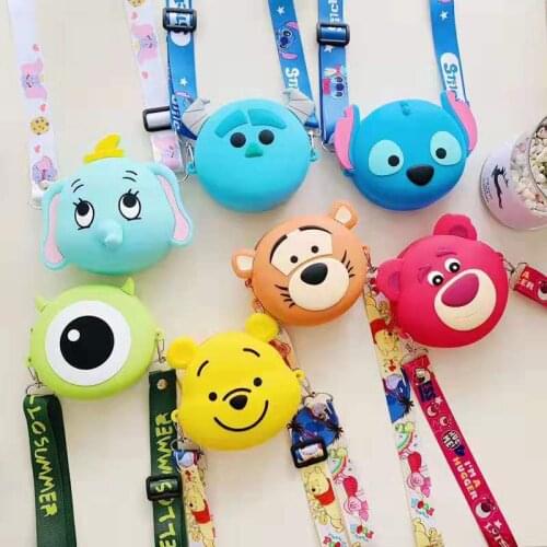 Disney mickey mouse New Coin Purse lady minnie shoulder messenger bag Cute Card Bag Card Pack Cartoon Silicone Storage Bag