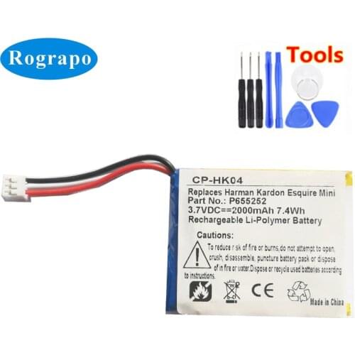 New Battery For Harman Kardon Esquire Mini P65525 Speaker Accumulator 3.7V 2000mAh Rechargeable Batterie 3-wire Plug+tools