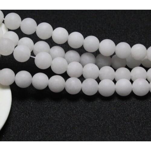 Wholesale 6/ 8 mm Natural Dull Polish White Jadee Round Stone Beads For Jewelry Making DIY Bracelet Necklace Strand 15