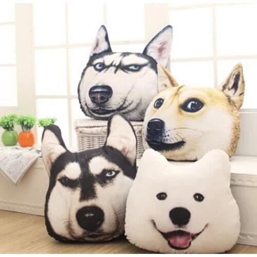 Dog Pillow Plush Toy Samoyed Husky Doll Stuffed Animal Sofa Car Decorative Gift