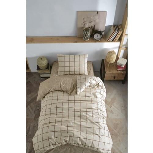 Ranforce Tek Personality Wheel Veiled Duvet cover set Square Cream