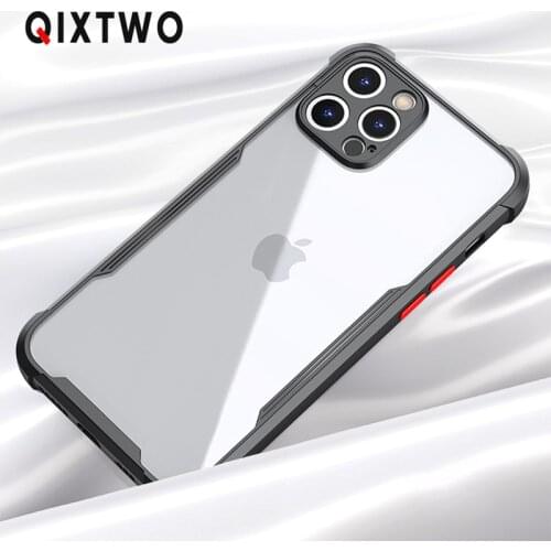 QIXTWO Luxury Airbag Transparent Silicone Shockproof Phone Case For iPhone 11 12 Pro Max Mini X Xs XR 7 8 Plus SE 2 Soft Cover
