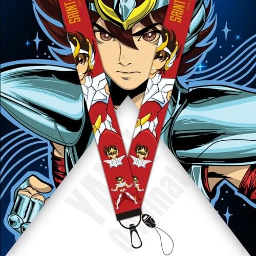 Keychain Saint Seiya Mobile Phone Lanyard Wristband Anime Ribbon Pendant Detachable Lanyard