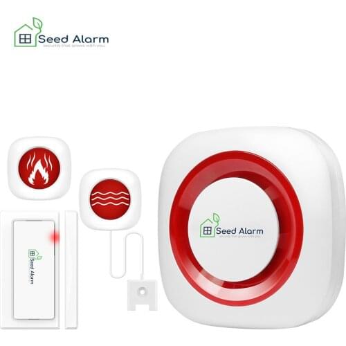 KOOCHUWAH Fire Alert Water Immersion Alarm System Door Sensor Smart Home for Warehouse Window Smoke Detection
