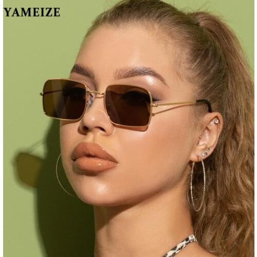 Retro Rectangle Sunglasses Women Vintage Metal Frame Luxury Brand Square Sunglasses Men Travel Eyewear Lunette De Soleil Femme