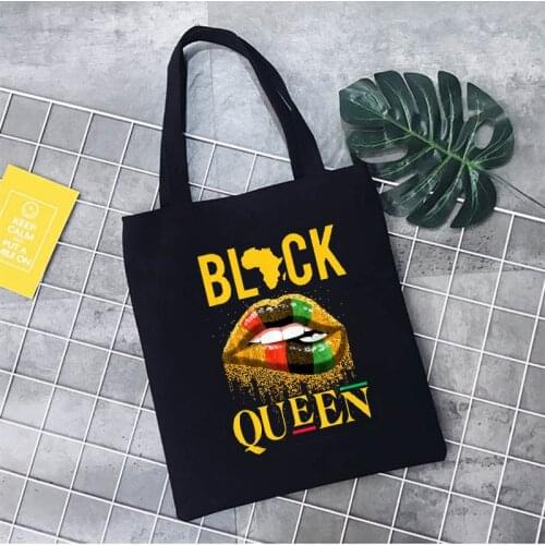 Women Fashion Tote Bag Black Queen Print Large Tote Bags Big Size Ladies Shopping Bag Travel Casual Shoulder Beach Handbag