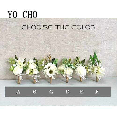 YO CHO Exquisite Pure White Reseda Wrist Corsage Bridesmaid Silk Rose Corsage Hand Flower Wedding Dancing Party Decor Prom Party
