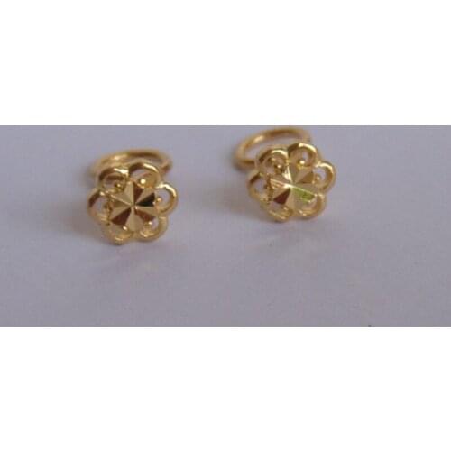 999 Real 24K Yellow Gold Earrings Women Luck Hollow Flower Stud Earrings 0.94g 6mmW Beauty Women Earrings