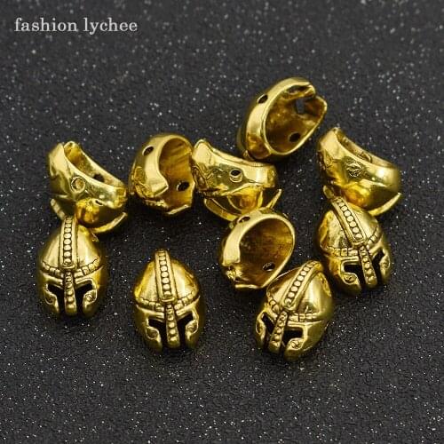 Fashion lychee 10pcs Lovely Metal Helmet Lion Fox Dragon Head Owl Animal Charms Beads For DIY Jewelry Making Components
