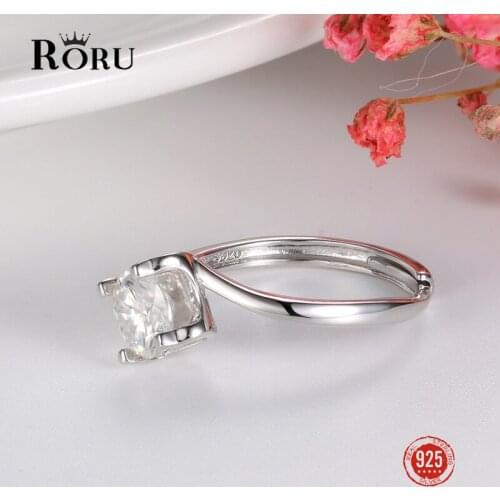 100% 925 Sterling Silver Moissanite Open Adjustable Finger Rings for Women Luxury Engagement Wedding Rings Jewerly