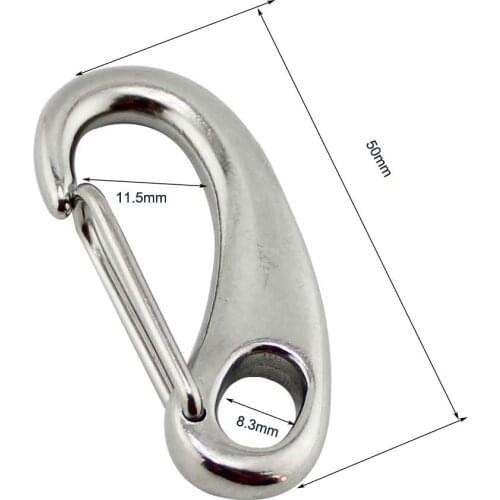 2PCS Small 304Stainless Steel Egg Shape Spring Snap Hook Quick Link Carabiner