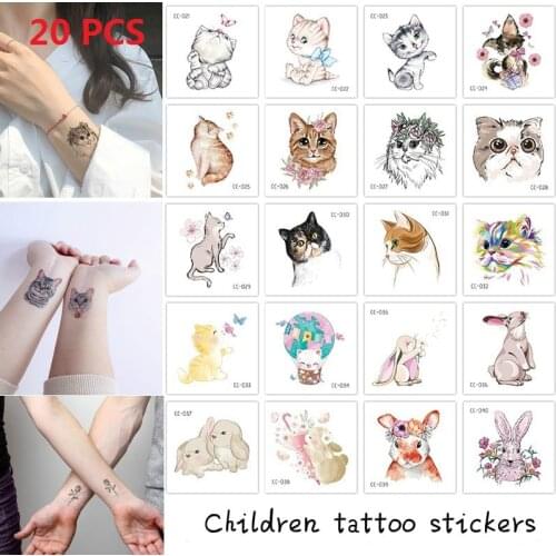 20pcs/set Cute Animals Children Tattoo Stickers Small Flowers Temporary Tattoos For Kids Body Art Waterproof Fake Tatoo Flamingo