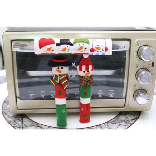 3 PCS Christmas Refrigerator Door Handle Covers Microwave Oven Dishwasher Anti-static Gloves Door Handle Cloth Protector