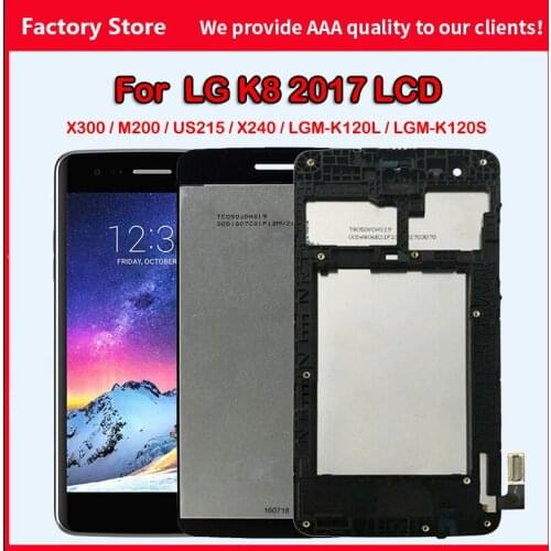 5.0'' For LG K8 2017 MS210 X300 M200 US215 X240 LGM-K120L LGM-K120S LCD Display Touch Screen Digitizer Assembly With Frame