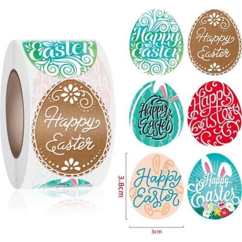 500pcs/Roll Happy Easter Design Stickers Easter Toy Sticker envelope Seal Labels Scrapbook Handmade Sticker Gift Bags Decoration