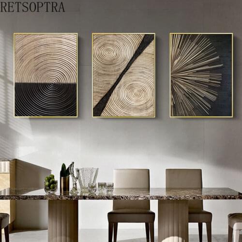 Abstract Luxury Decorative Painting Golden Black Color Minimalist Poster Wall Art Picture Print Modern Living Room Decor