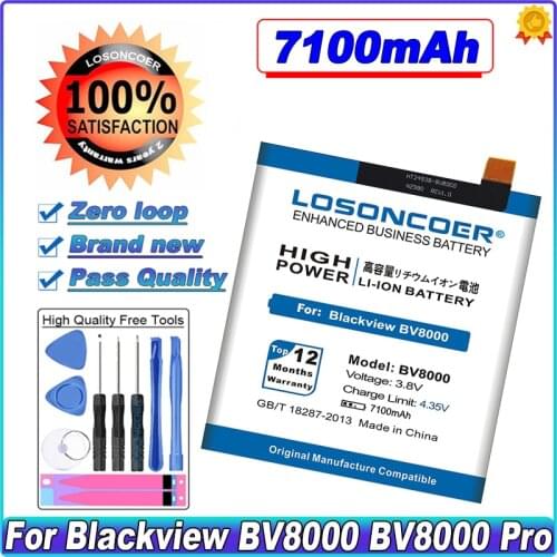 LOSONCOER 6800mAh For Blackview BV8000 Battery BV8000 Pro Built-in battery