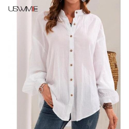 Free Shipping Spring Autumn Linen Casual Outwear Simple Lantern Sleeve Single Breasted Pure Color Comfort Cotton Female Top