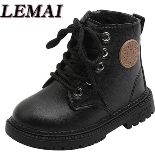 Kids Fashion Boots Boys Shoes Autumn Winter Leather Children Boots Fashion Toddler girls Boots Warm Winter Boots kids shoes
