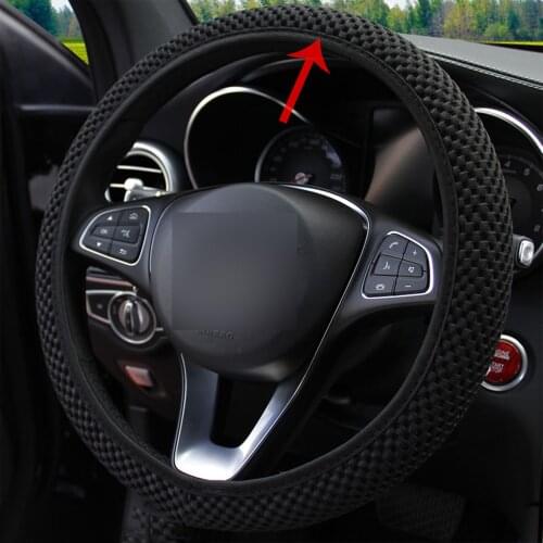 Ice Silk Auto Steering Wheel Cover Universal For 38CM Wear-resistant Anti-slip Car Accessories Black Red Perfect Decoration