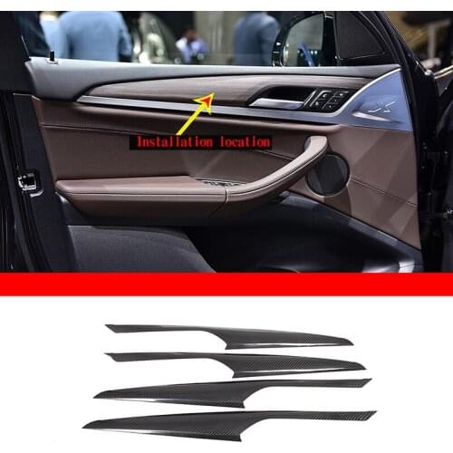 For BMW X3 G01 2018 2019 2020 2021 4 Pcs Real Carbon Fiber Inner Door Decorative Panel Modification Car ​Accessories