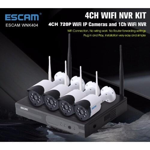 ESCAM 4CH Wireless 720P WIFI IP Camera NVR Kit APP Remote Control