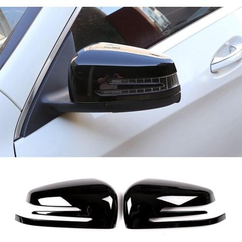 2pcs Glossy Black ABS Side Door Rearview Mirror Cap Cover Trim For Mercedes Benz A CLA GLA GLK Class W176 W117 X156 X204