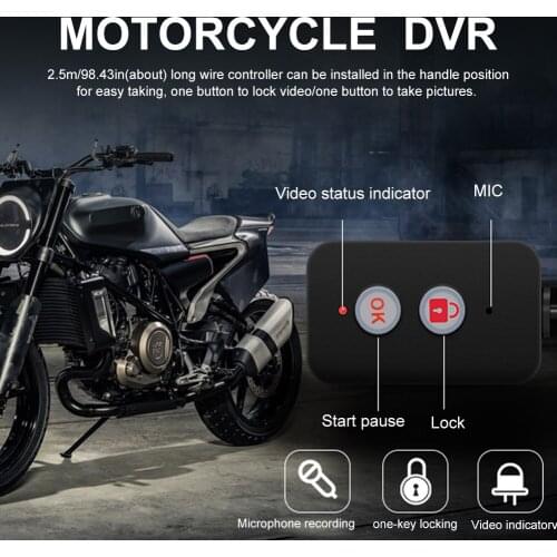 Motorcycle Camera DVR Waterproof Night Vision Motorcycle Driving Recorder with IP67 Waterproof Front Rear Dual Lenses