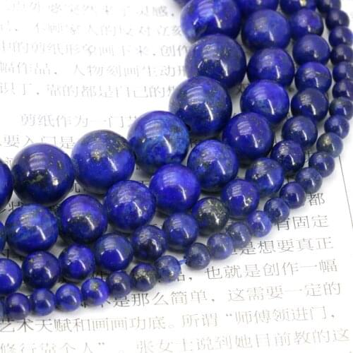 Lapis lazuli round loose beads 4/6/8/10mm size optional 15 inch DIY wholesale fit jewelry making handmade bracelet necklace