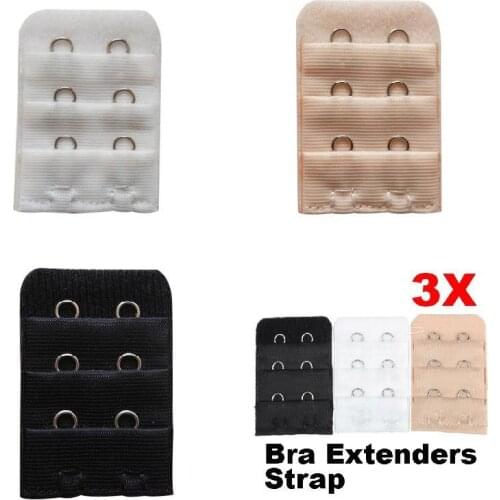 Hot 3Pcs Bra Strap Extender 3 Row 2 Hook Bra Extension Elastic Adjustable Clasp Bar Strap Womens Bra Underwear Accessories