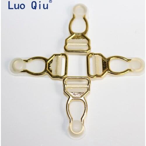 Luo Qiu 1.2cm Garter clip Garment clip Clothing accessories Sewing Supplies 50 pcs/lot Gold Metal+Transparent PP suspender clips