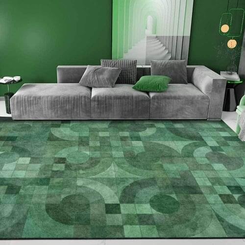 Fashionable Modern Minimalist Emerald Green Geometric Living Room Bedroom Bedside Carpet Floor Mats